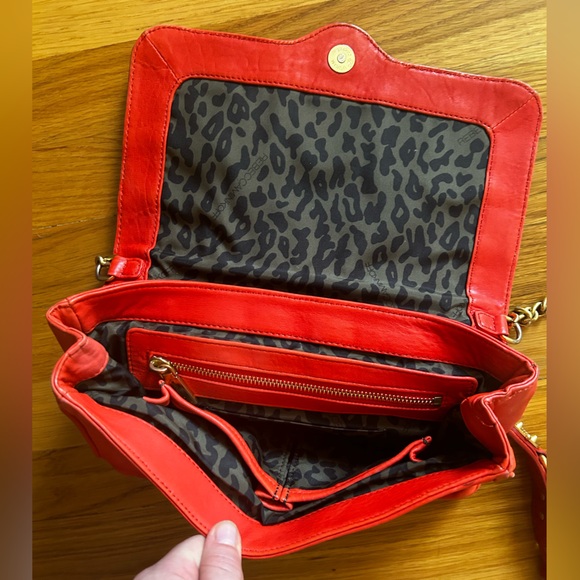 Rare Vintage Rebecca Minkoff Orange Red Crossbody Chain purse bag - Picture 10 of 11